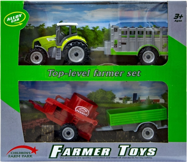 Zeleni traktor sa zamjenjivim prikolicama