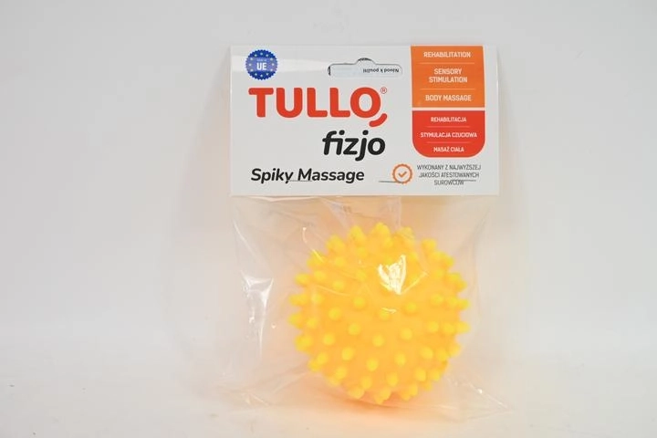 Fizjo rehabilitacijska masažna loptica s bodljama 9 cm žuta