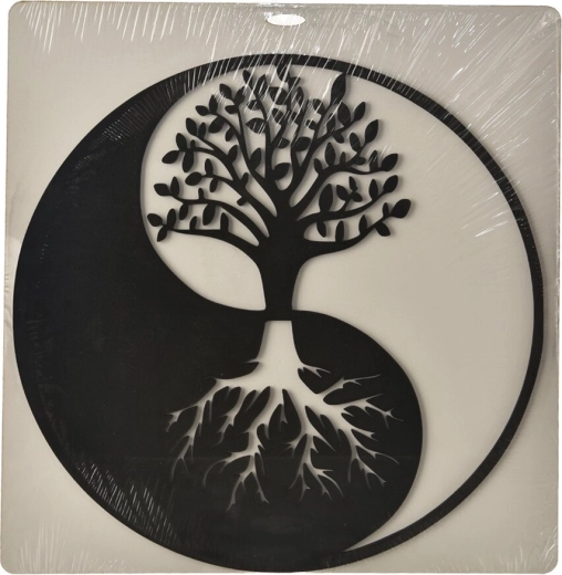 Drvena zidna dekoracija yin-yang crna 35 × 35 cm