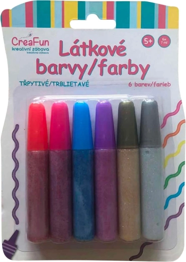 CreaFun fabric paints with glitter – set of 6×42 ml