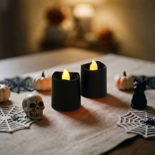 Halloween LED Candles, Black, 2 pcs