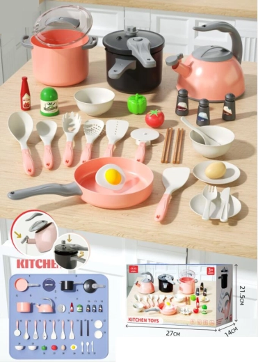 Dječji kuhinjski set 32 dijela – ružičasti