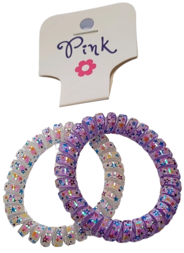 PINK spiralne gumice za kosu s bisernim sjajem 2 kom