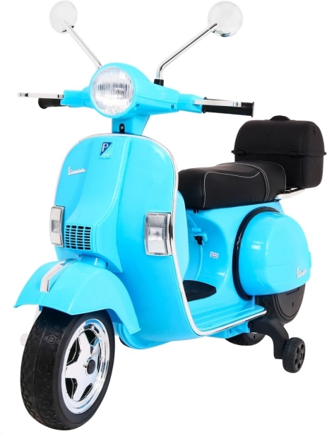 Dječja električna VESPA romobil, plava s pomoćnim kotačićima i audio