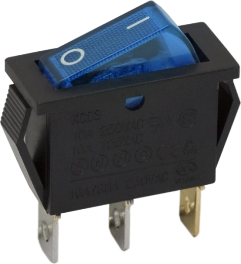 Rocker switch with blue LED illumination