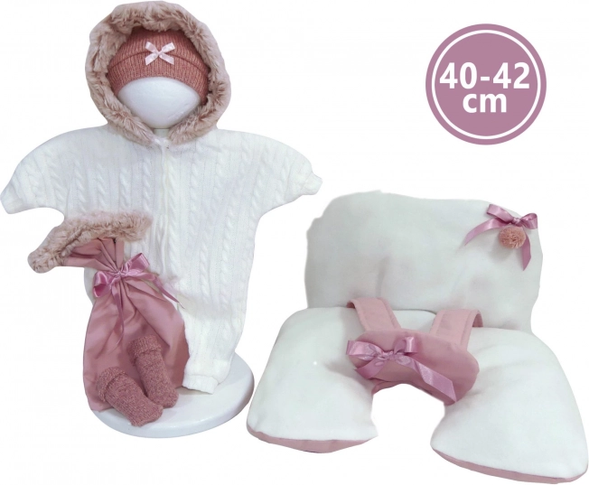Odjeća i podloga s mašnom za lutku NEW BORN 40–42 cm