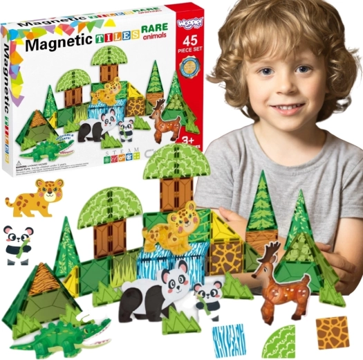 Woopie 3D Magnetic Building Set Rare Animals 45 Pieces