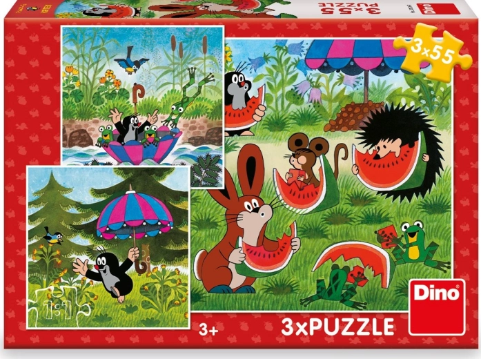 Dino Krtko i kišobran puzzle 3x55 dijelova