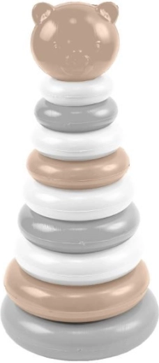 Drvena slagalica piramida Medvjedić – bežasto‑siva