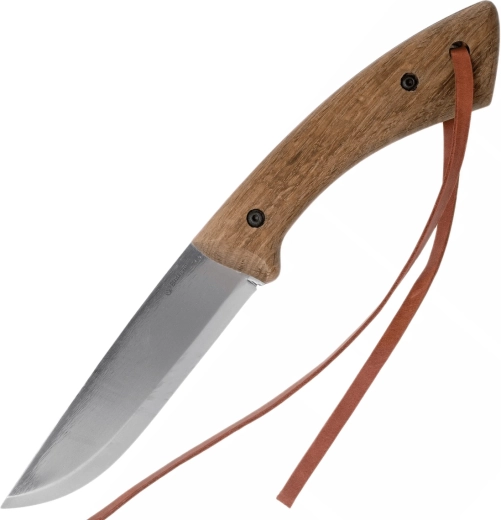 Bushcraft nož od ugljičnog čelika s drškom od impregnirane orahovine i kožnom futrolom