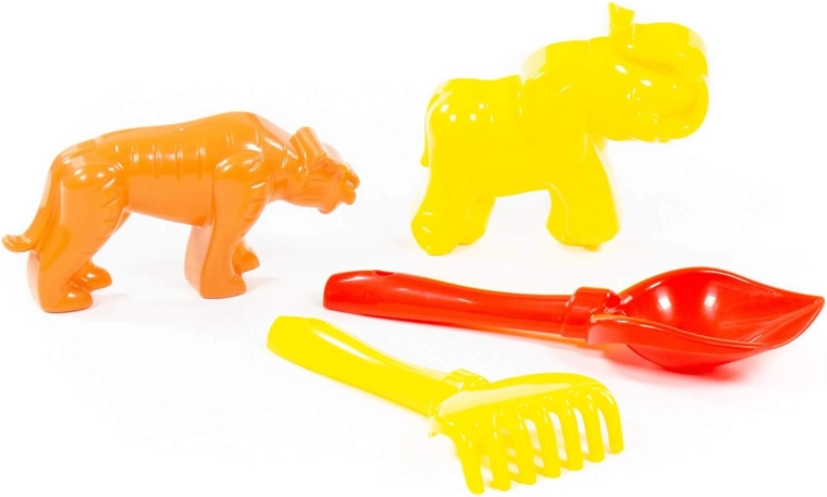 Set za pijesak s lopaticom, grabljicama i kalupima tigar i mamut