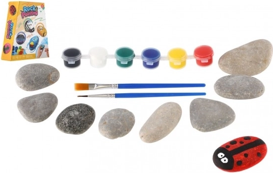 Slikanje na kamenje – kreativni set s bojama i kistovima