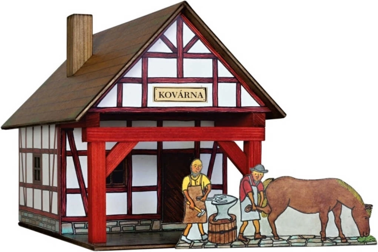 Walachia Wooden Glue-Together Model Kit – Timber-Framed Blacksmith's Workshop