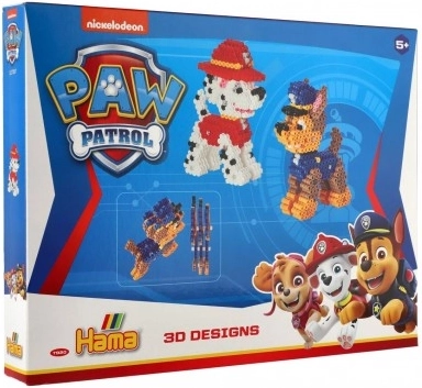 Peglice za peglanje Hama 3D 4000 kom + podloga Tlapkova patrola/Paw Patrol, plastika u kutiji 32 x 24,5 cm
