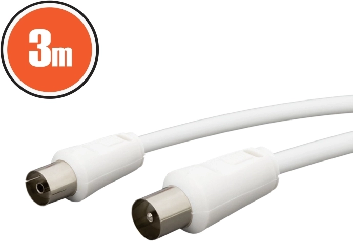 Coaxial Cable Plug–Socket 3 m White