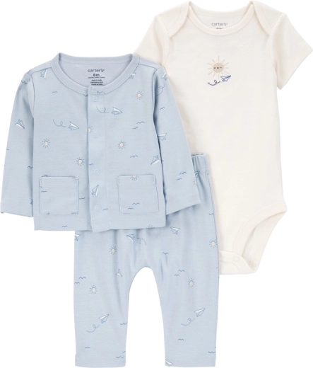 Carter’s dječji set 3 kom – jakna, body s kratkim rukavom i trenirka Blue Airplane (za dječake, vel. 56)