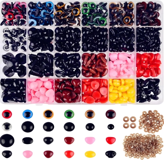 Set sigurnosnih očiju i noseva za plišane igračke DIY u kutijici 1040 kom (6–14 mm)