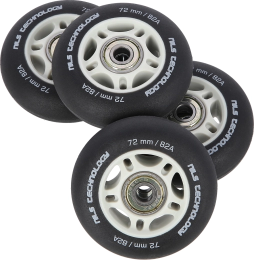 Matte inline wheels NILS Extreme 72 mm 82A with ABEC 9 bearings, black, set of 4