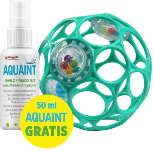 OBALL zvečkica Rattle 10 cm (tamno tirkizna) + voda za čišćenje AQUAINT 50 ml