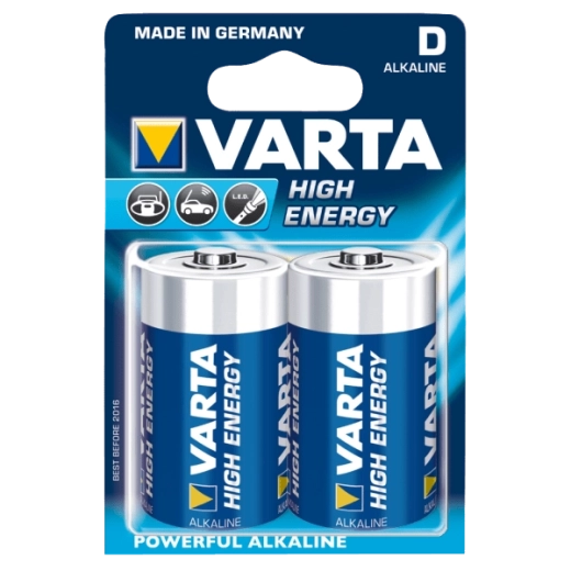 Alkalne baterije D 1,5 V Varta High Energy, 2 kom