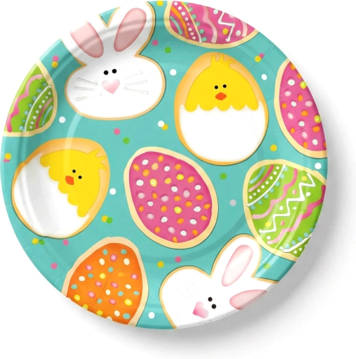 Easter paper plates with bunny and chick design, 23 cm, 8 pcs