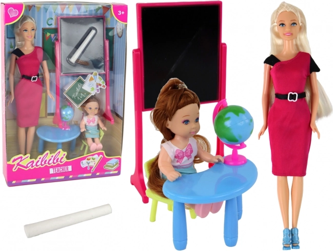 Igralni set učiteljica s učenicom i školskim dodacima