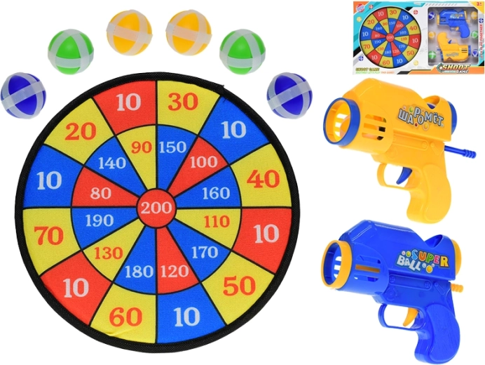 Dječja meta na čičak s 2 pištolja i 6 loptica, 27 cm