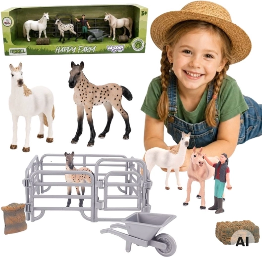 WOOPIE set figurica farma – konji i farmer s dodacima (11 dijelova)