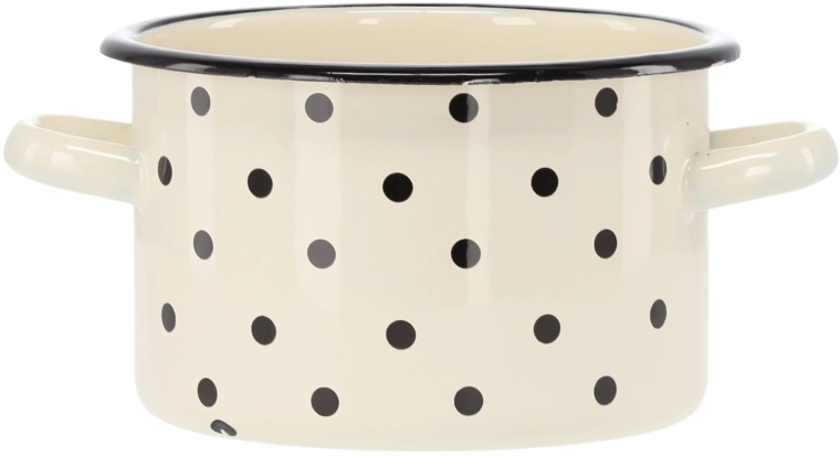 Emajlirani lonac 2 l, 16 cm, bijeli s točkicama