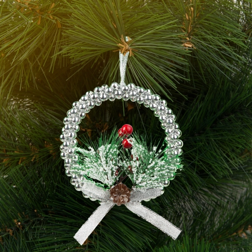 Christmas Hanging Silver Wreath 10 cm