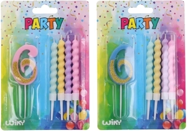 Rođendanska svijeća broj 6 i 4 kom svijećica