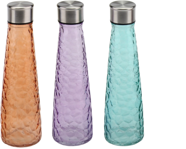 Teksturirana staklena boca za vodu 0,5 l s navojnim poklopcem