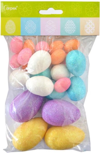 Brokatna dekorativna jaja – set 24 kom, mješavina veličina