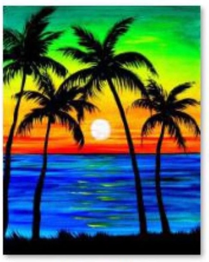 Diamond painting (diamond embroidery) Palm trees – sunset 30 × 40 cm