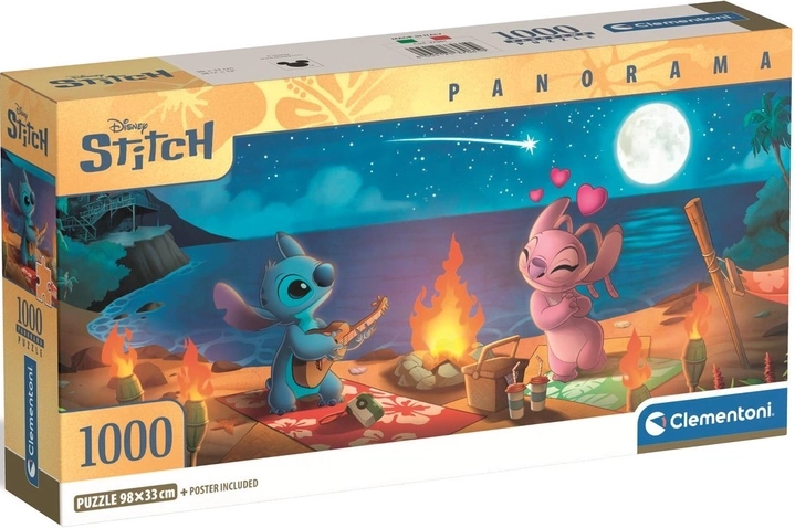 Panoramske puzzle Lilo & Stitch – noćno logorsko vatrište 1000 dijelova