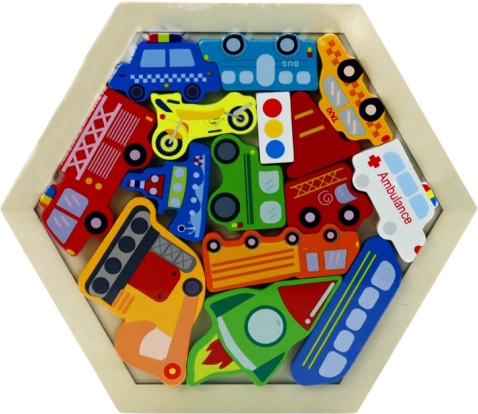 Drvene šarene puzzle raketa - 15 dijelova