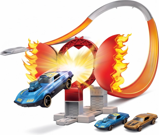 Launcher race track with cars in a canister