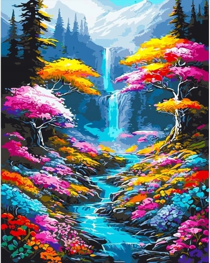 Dijamantno slikanje Vodopad i rijeka u šumi 30 × 40 cm NORIMPEX