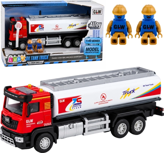 Metal tanker truck with pull-back (friction) drive with lights and sounds 1:40 - 1 piece