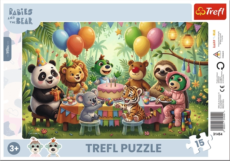 Treflík and Teddy Bear Puzzle: Cute Baby Animals, 15 Pieces