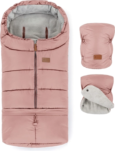 Petite&Mars set zimska vreća za kolica Jibot 3u1 i rukavice za kolica Jasie dusty pink