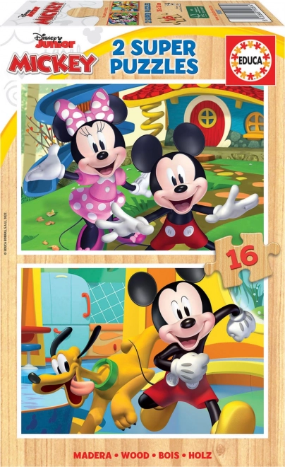 Drvene puzzle Mickey i Minnie 2×16 dijelova