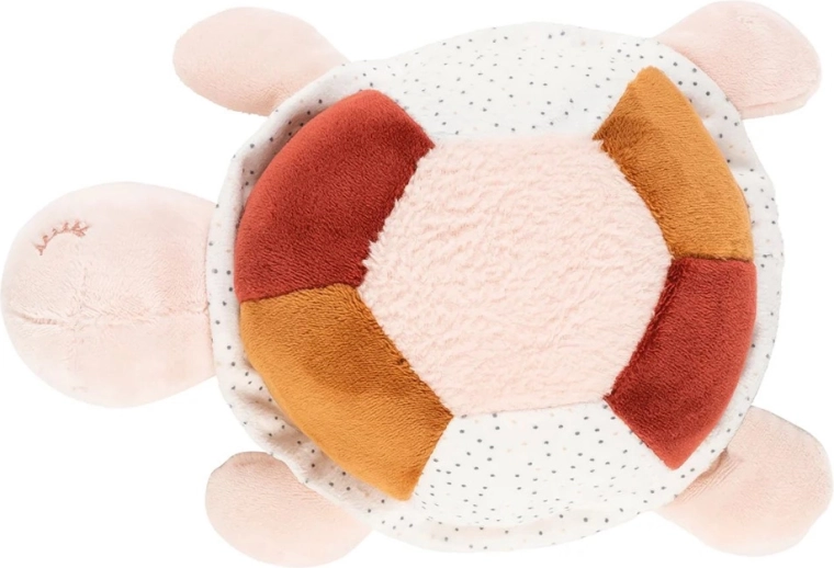 Nattou plush turtle Lapidou with activities, pink, 19 cm
