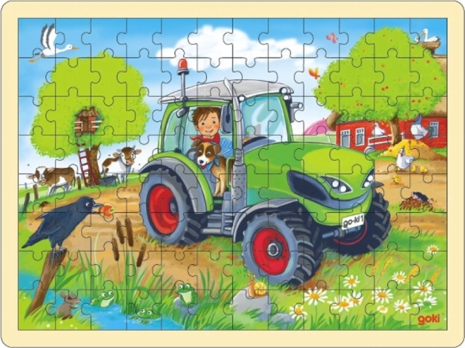 Goki drvene puzzle traktor 96 dijelova
