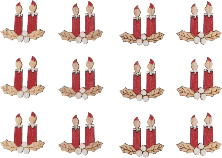 Samoljepljive drvene svjećice crvene 3 cm (12 kom)