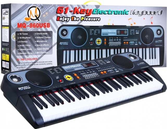 Children’s keyboard instrument with USB, microphone and learning mode, 61 keys