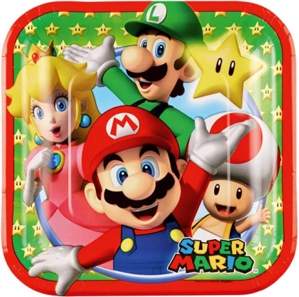 Super Mario papirnati tanjuri 18 × 18 cm (8 kom)