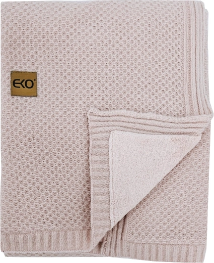 EKO knitted blanket with lining, beige, 100 × 80 cm