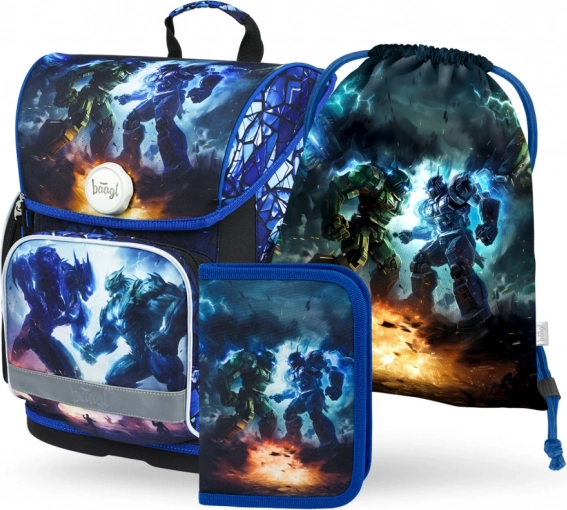 BAAGL 3 SET Ergo Roboti: školska torba, pernica, vrećica
