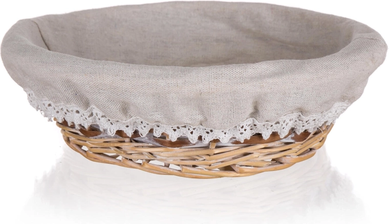 Pletena okrugla košarica Duo 26 × 8 cm s čipkom